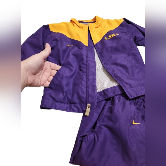 Nike LSU Windbreaker Jacket And Pants Purple & Yellow Kids 2T - Picture 8 of 12